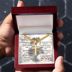To My Son -- Christmas Blessings Cross Necklace (Gold or Stainless Steel)