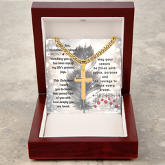To My Son -- Christmas Blessings Cross Necklace (Gold or Stainless Steel)