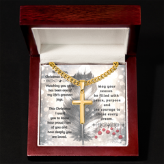 To My Son -- Christmas Blessings Cross Necklace (Gold or Stainless Steel)