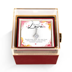 Luxury Rose Box with 7 mm Cubic Zirconia Alluring Beauty Necklace