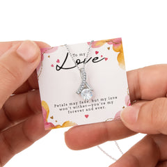 Luxury Rose Box with 7 mm Cubic Zirconia Alluring Beauty Necklace