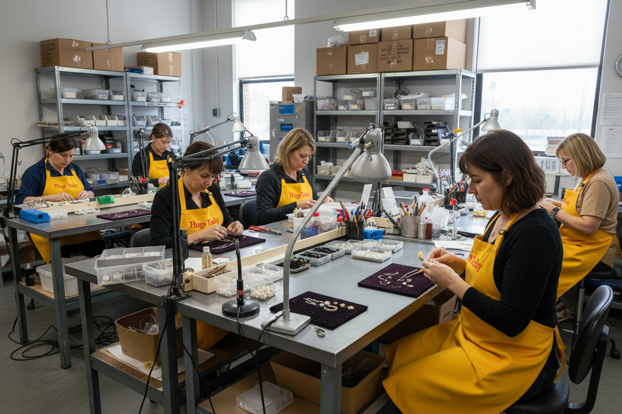 Hugs Today small factory workshop with American artisans